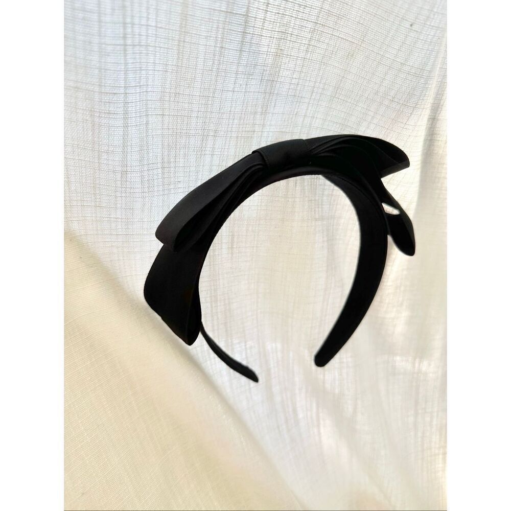 Black ribbon hair bow headband